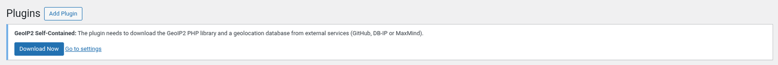 GeoIP2 Self-Contained first-run admin notice