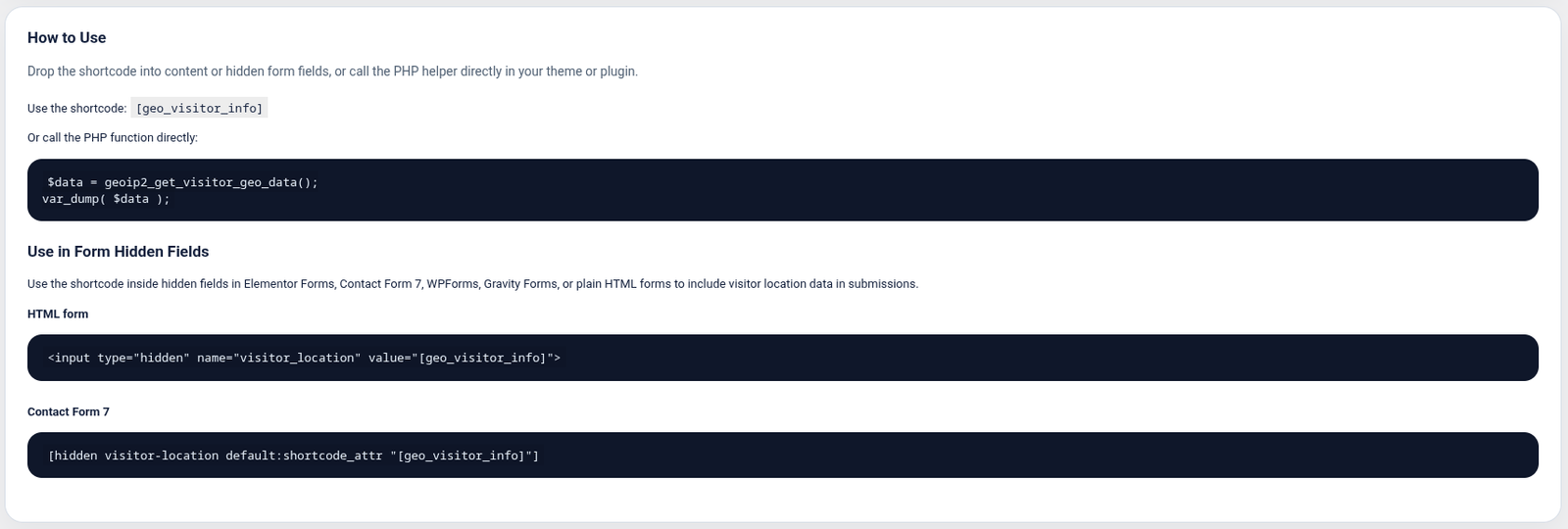 GeoIP2 Self-Contained form builder integration example