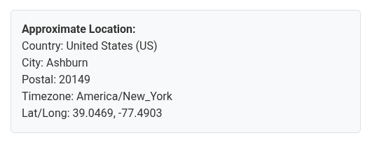 GeoIP2 Self-Contained shortcode output example