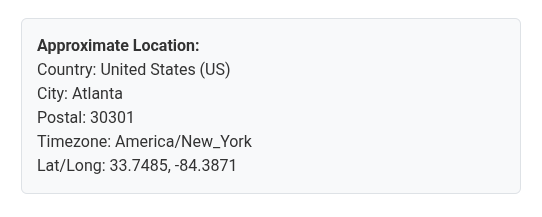 MDL Local Geo Lookup shortcode output